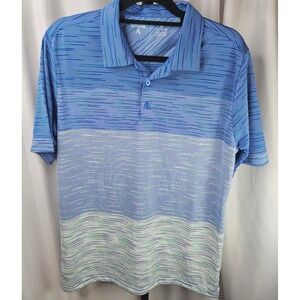 Men's Antigua Golf Polo Shirt Striped Moisture Wicking‎ Short Sleeve Size XL